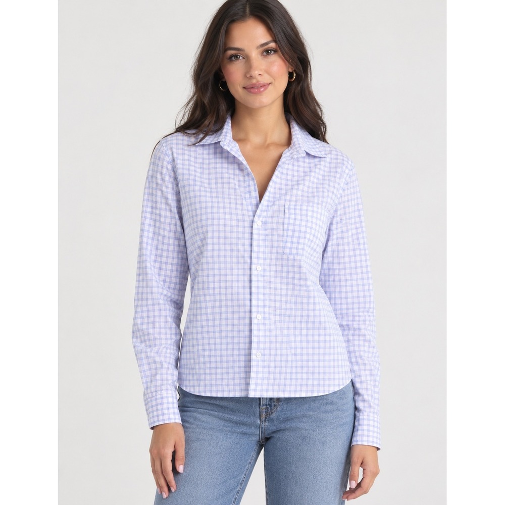Frank & Eileen‎ Grid Print Untuckable Button-Up Shirt PINK/ BLUE PLAID NEW SZ S